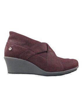 Mozo NWOT Women's Size 8 Descanso Purple Red Leather Wedge Heel Ankle Booties
